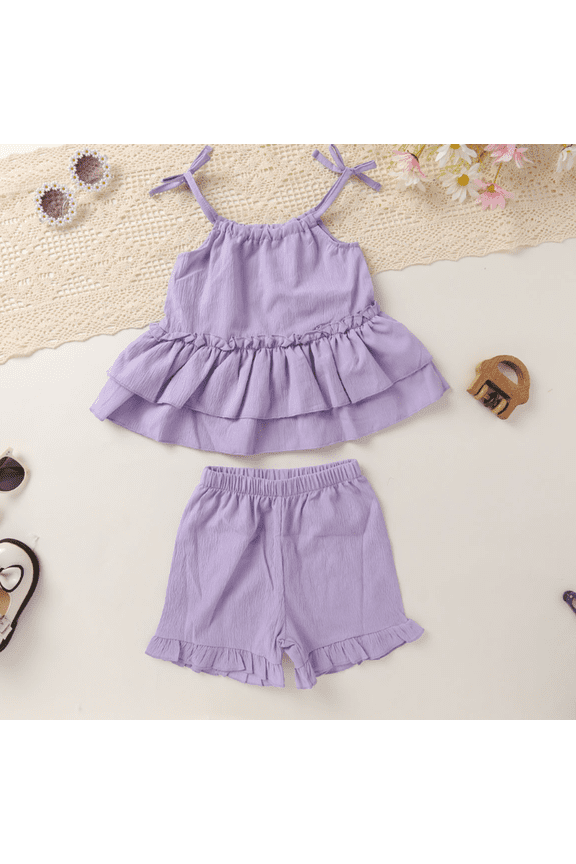 Toddler Girls Outfits Baby Summer Sleeveless Sling Top Shorts Clothes Set for 3-4T