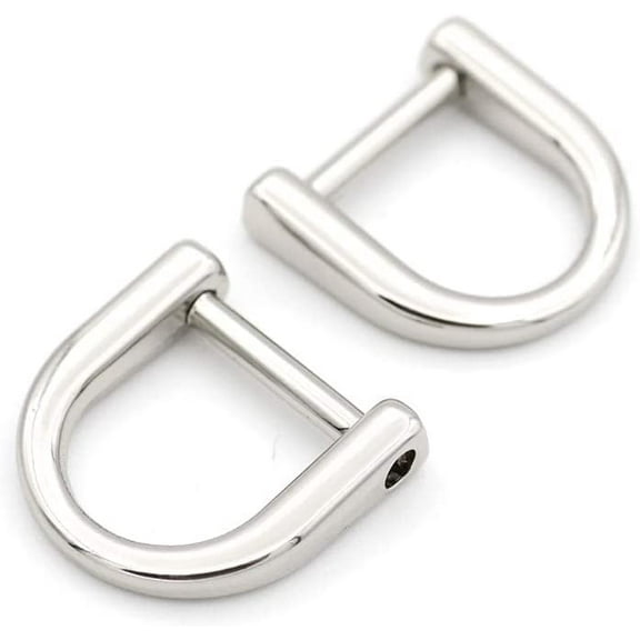 Tiny D-Rings Shackle Screw Ring for Key Holder Zip Puller Purse Replacement Paracord Bracelet 3/8 Inch Inside Bar 5 pcs (Silver)