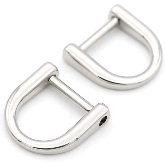 Tiny D-Rings Shackle Screw Ring for Key Holder Zip Puller Purse Replacement Paracord Bracelet 3/8 Inch Inside Bar 5 pcs (Silver)