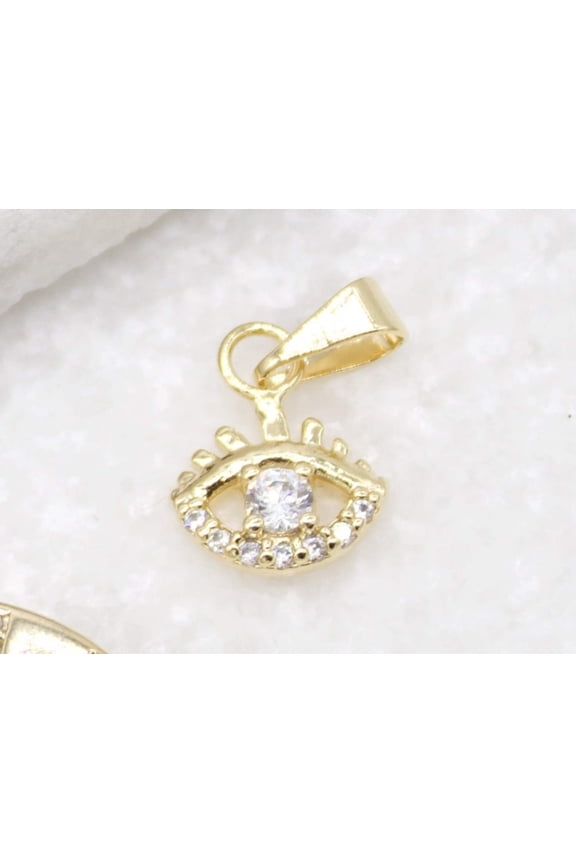 Tiny Dainty Gold Evil Eye Pendant Charm