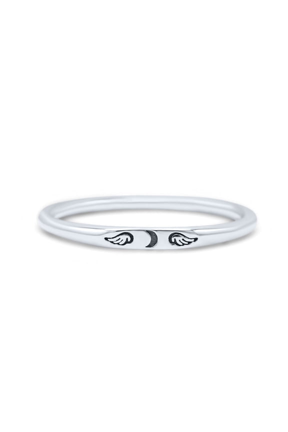 Tiny Dainty Small Crescent Moon Engraved Infinity Ring Band 925 Sterling Silver Size 5