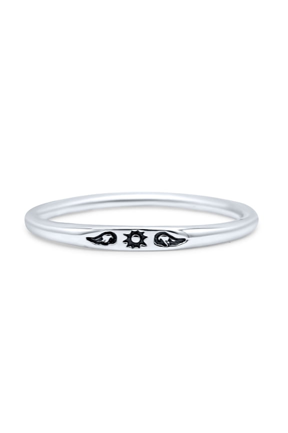 Tiny Dainty Small Sun Engraved Infinity And Wings Ring Band 925 Sterling Silver Size 10