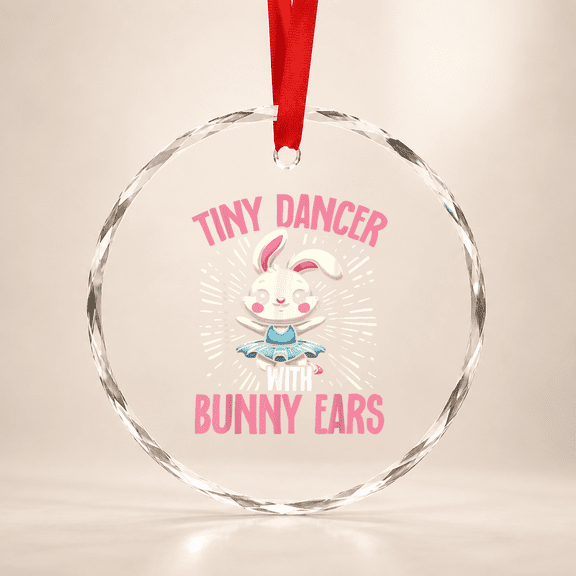 Tiny Dancer With Bunny Ears Ballerina Ballet Girls Glass Ornament