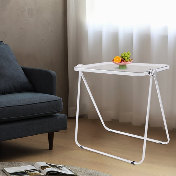 Tiny Desk for Home Office, Clear Foldable Side Table, Small Computer Desk