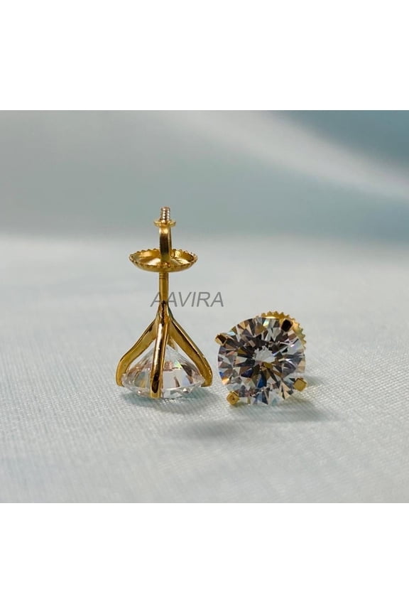 Tiny Diamond Stud Earrings for Men & Women, 4mm Screw Back Minimalist Earrings, 14K Gold Plated Everyday Jewelry, Gift for Him & Her