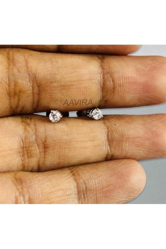 Tiny Diamond Stud Earrings, Handmade Moissanite Everyday Jewelry, Perfect Birthday Gift For Her