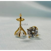 Aavira Minimalist Tiny White Diamond Stud Earrings, 925 Sterling Silver