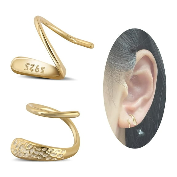 Tiny Double Hoop Earring S925 Sterling Silver Earrings Small Hammer Texture Earrings Hoop Earrings Hypoallergenic Spiral Earrings Twist Earrings for Women Trendy