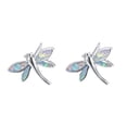 thumbnail image 1 of Tiny Dragonfly Stud Earrings 925 Sterling Silver Pin Created Opal Small Cartilage Earring Statement Studs for Women, 1 of 4