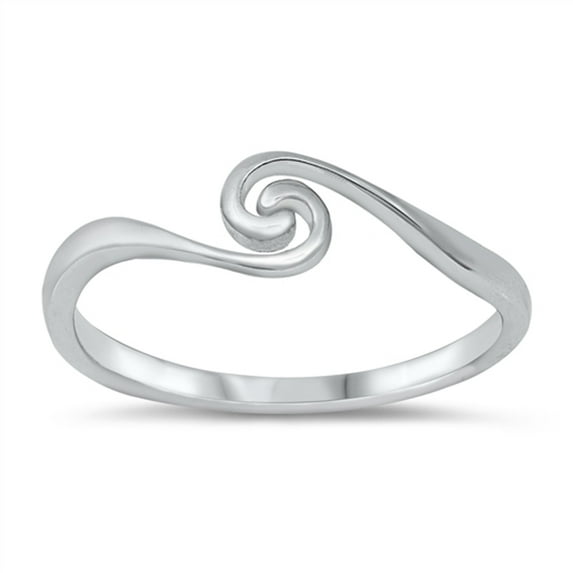 Tiny Elegant Ocean Wave Spiral Ring .925 Sterling Silver Band Jewelry Female Male Unisex Size 4