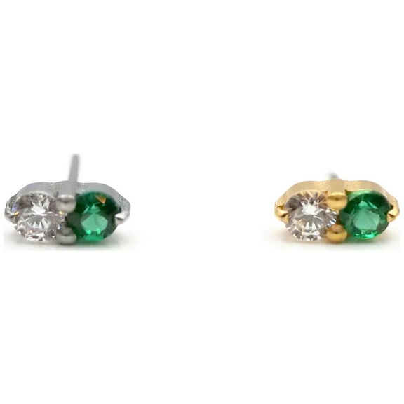 Tiny Emerald Push-In Flat Back Labret Stud - Hypoallergenic Piercing Jewelry for Tragus, Cartilage, Helix, and Nose