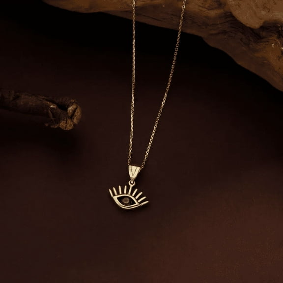 Tiny Evil Eye Necklace - Sapphire Necklace - Third Eye Necklace - Eye of Horus - Evil Eye Lashes Necklace