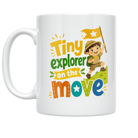 Tiny Explorer Climbing Design - Adventure Enthusiast - 11 oz Ceramic Coffee Mug