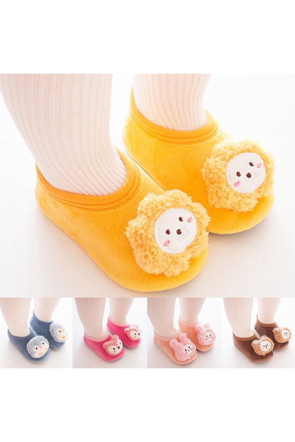 Tiny Explorings Sock Shoes Baby Socks Shoes Carrot Cartoon Soft Rubber Sole Floor Socks Shoes Toddler Walking Shoes Yellow 6 Months-12 Months