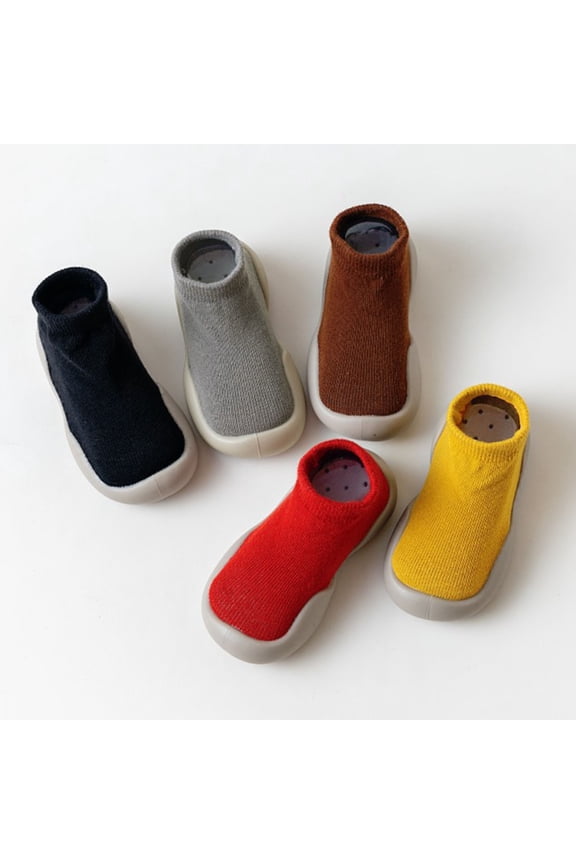 Tiny Explorings Sock Shoes Baby Socks Shoes Floor Socks Home Socks Soft Rubber Sole Baby Shoes Knit Baby First Walking Shoes Brown 6 Months-12 Months