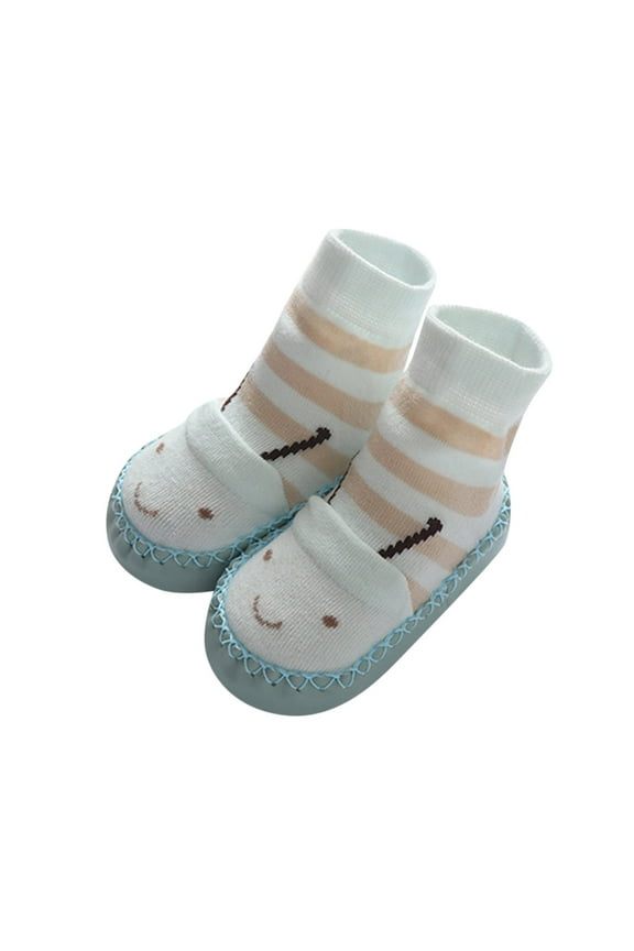 Tiny Explorings Sock Shoes First Walking Shoes Bee Cartoon Print Flat Bottom Non Lightweight Toddler Walking Shoes Blue 0 Months-6 Months