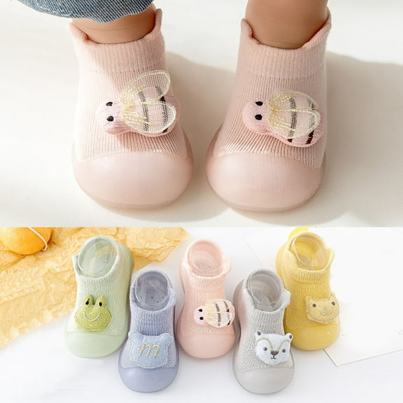 Tiny Explorings Sock Shoes Toddler Socks Shoes Slip On Sneakers Bee Animal Cartoon Floor Shoes Walking Shoes Babies Blue 15 Months-18 Months