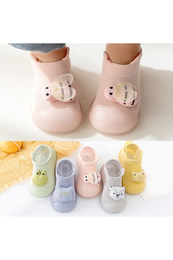 Tiny Explorings Sock Shoes Toddler Socks Shoes Slip On Sneakers Bee Animal Cartoon Floor Shoes Walking Shoes Babies Blue 15 Months-18 Months
