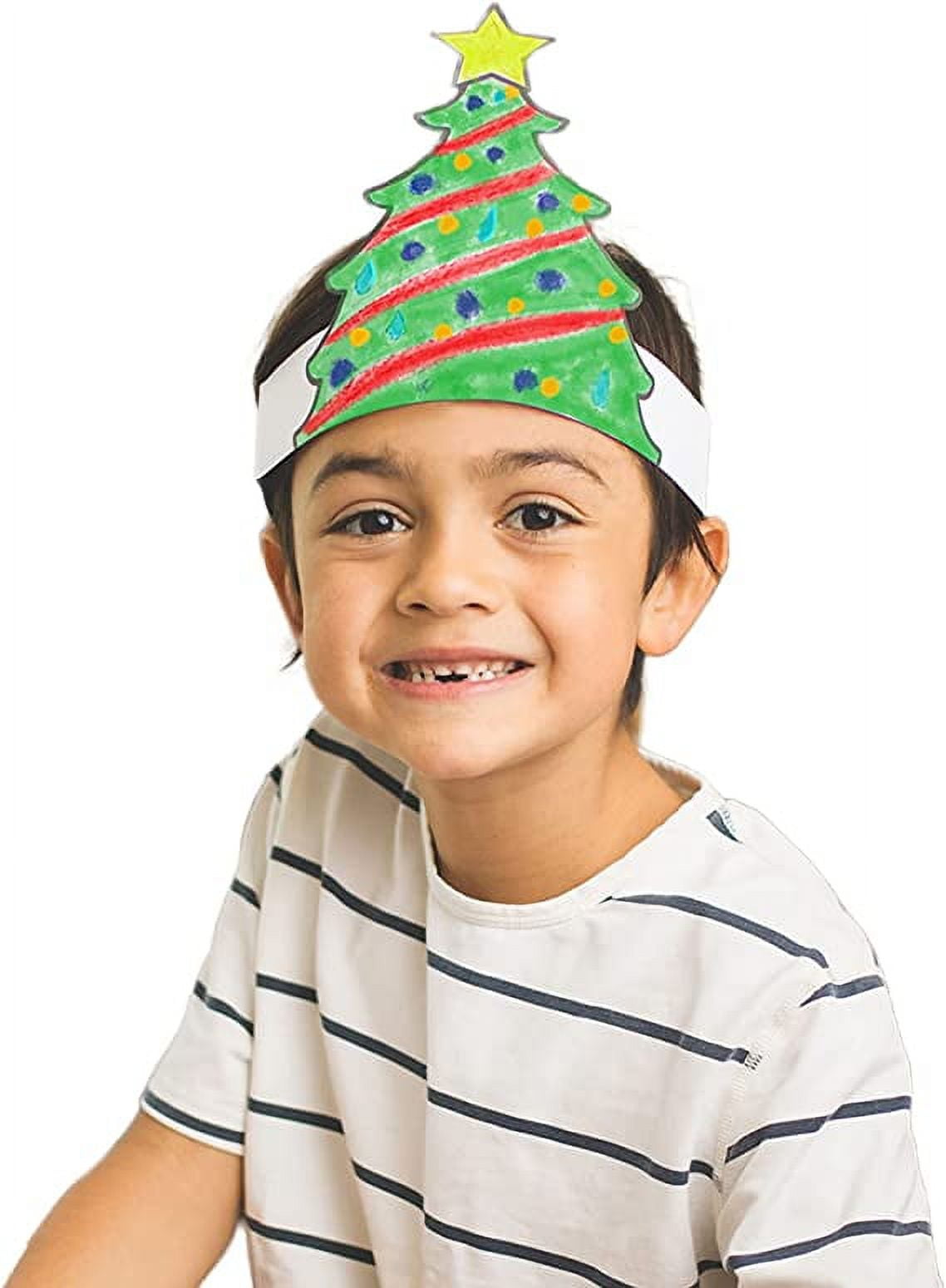 Tiny Expressions Christmas Tree Headband Craft for Kids (Pack of 12