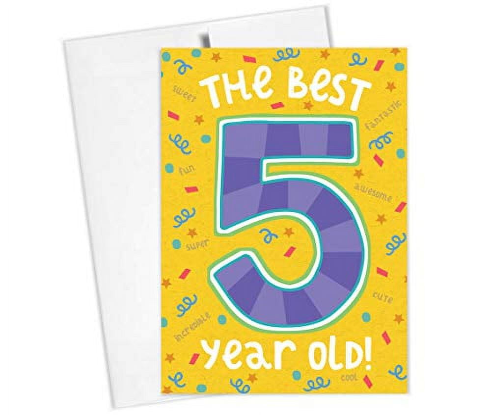 Tiny Expressions Happy Birthday Card for 1st, 2nd, 3rd, 4th, 5th Birthdays  (5th Birthday Card) - Walmart Business Supplies, image size:1000x846