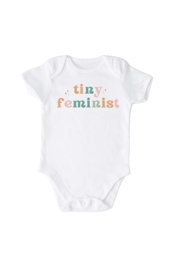 Tiny Feminist Baby Bodysuit Newborn Outfit Baby Shower Gift 6-9m White
