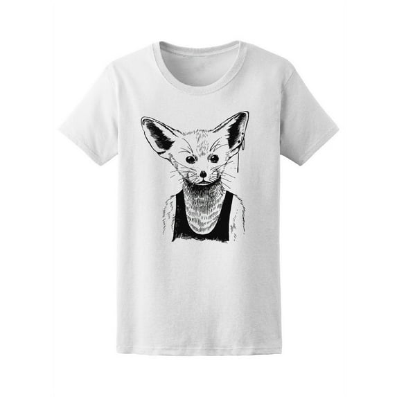 Tiny Fennec Fox In Tank Top T-Shirt Women -Image by Shutterstock, Female Large