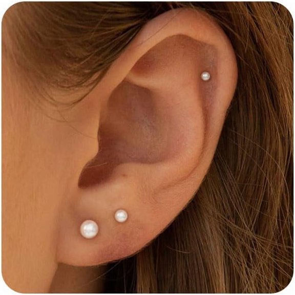 Tiny Flat Back Earrings for Women - 14K Gold/Silver Plated Small Flatback Stud Hypoallergenic Helix Piercing Jewelry Cartilage Earrings