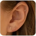 thumbnail image 1 of Tiny Flat Back Earrings for Women - 14K Gold/Silver Plated Small Flatback Stud Hypoallergenic Helix Piercing Jewelry Cartilage Earrings, 1 of 14