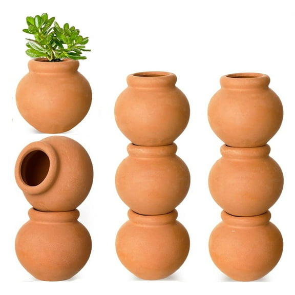 Tiny Flower Pots,Clay Pots,Small Flower Pots,Happon 8 Pcs 1.2*0.9in Mini Flower Pot Clay Pot,Ceramic Plant Pots for Plants Indoor and Outdoor Cactus