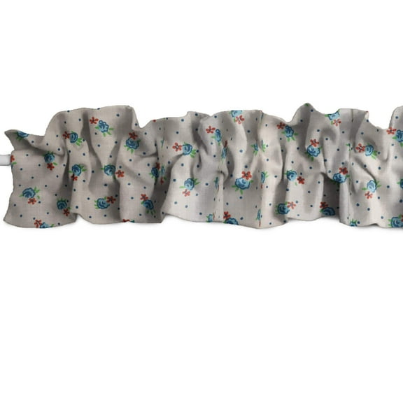 Tiny Flowers and Dots Print Cotton Curtain Sleeve Topper Window Treatment