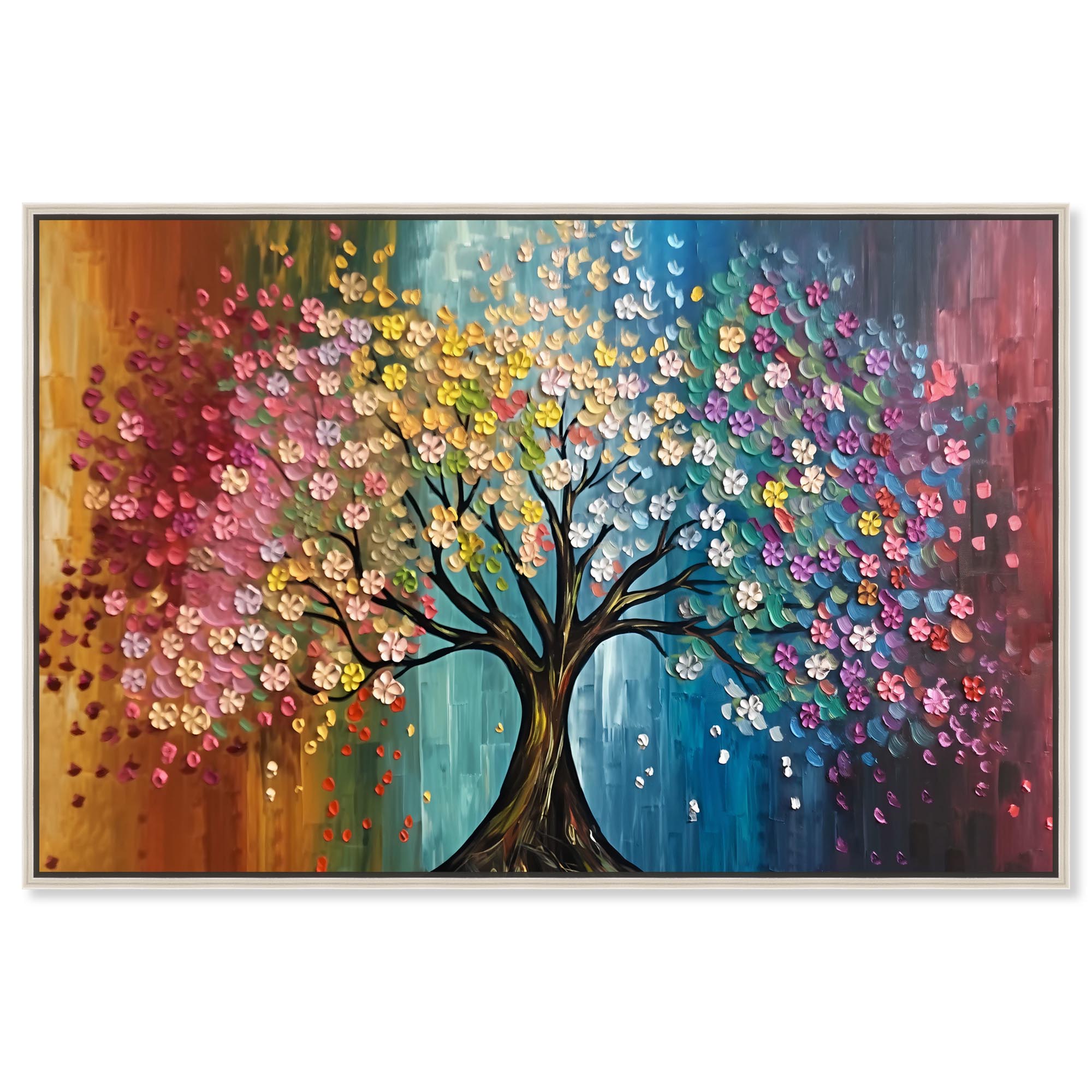 Tiny Flowers in Arbor I Canvas Colorful Tree Art by Art Remedy, Silver ...