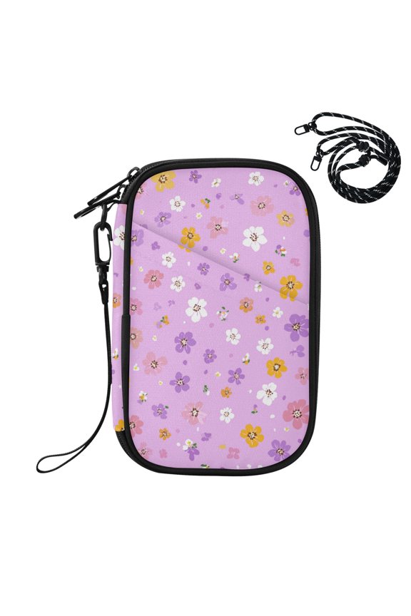 Tiny Flowers in Pink Yellow White Purple Passport Holder Travel Document Organizer Credit Card Case Coin Purse Wallet RFID Blocking