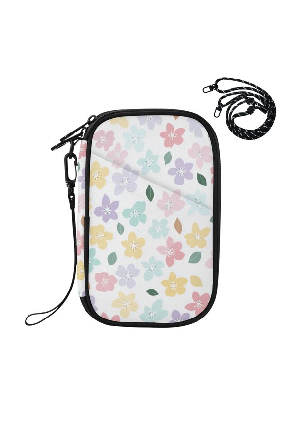 Tiny Flowers in Purple Pink Yellow Green Passport Holder Travel Document Organizer Credit Card Case Coin Purse Wallet RFID Blocking