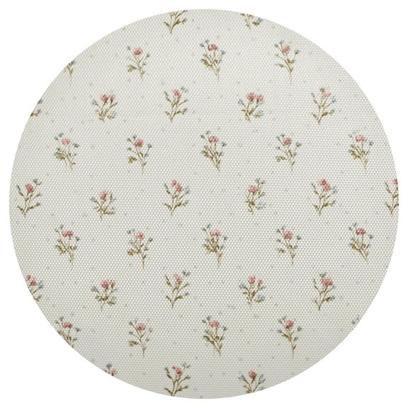 Tiny Flowers on Cream Background PVC Round Grid Placemat Table Mat 1 Pc 15.4" x 15.4"