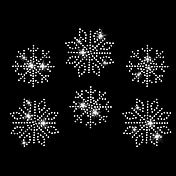 Tiny Frozen Snowflakes Iron-on Crystal Clear Rhinestone Transfer - Set of 6 by JCS Rhinestones