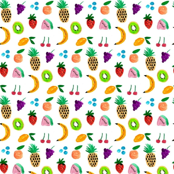 Tiny Fruits Bananas Cherries Grapes Kiwi Pineapples Premium Roll Gift Wrap Wrapping Paper