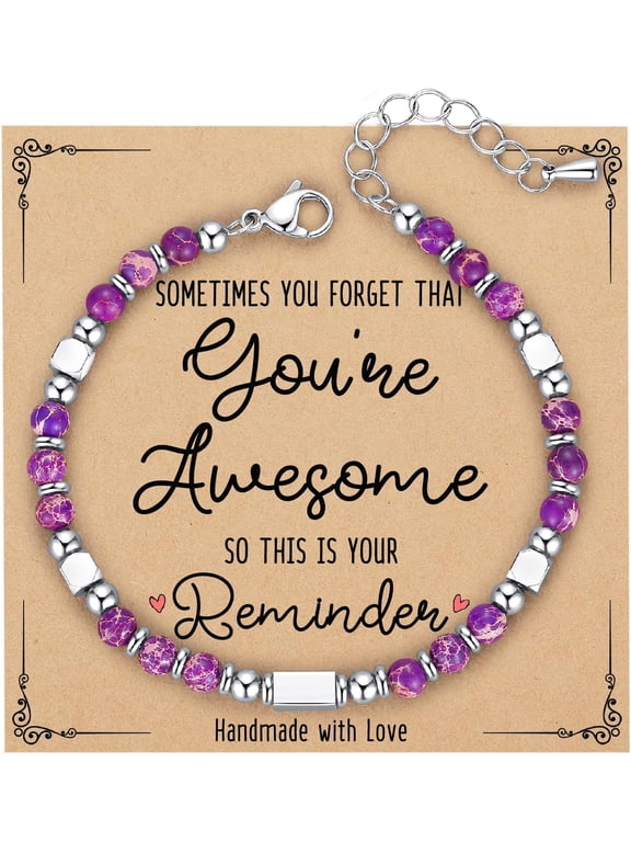 Tiny Gemstone Beaded Bracelets for Teen Girls Women - Unique Christmas Valentines Easter Birthday Mothers Day Graduation Gifts for Her Friend Sister Wife Mom Daughter Granddaughter