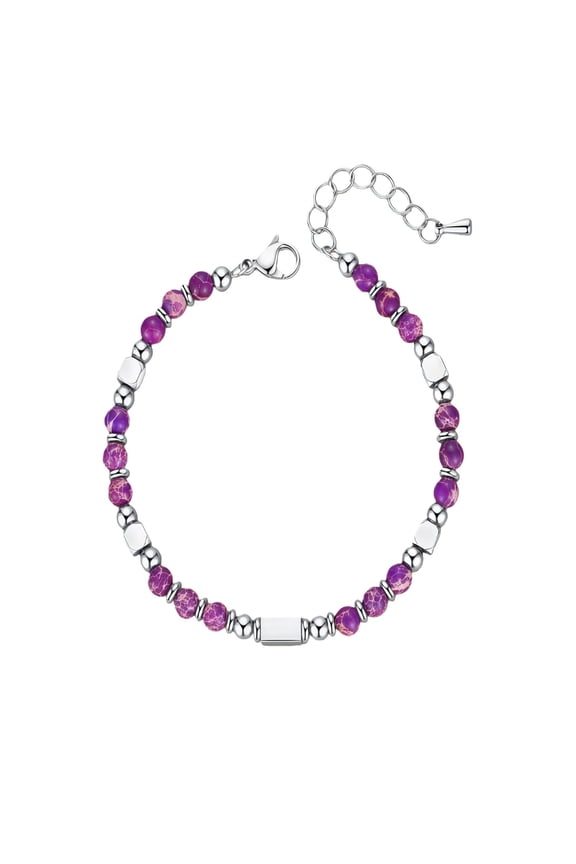 Tiny Gemstone Beaded Bracelets for Women, Boho Silver & Gold Bracelets Set - Trendy Jewelry Gifts for Teen Girls, Mom, Friends, Christmas Stocking Stuffers with Card