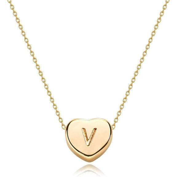 Tiny Gold Initial Heart Necklace-14K Gold Plated Handmade Dainty Letter Heart Necklace Gift for Women Necklace Jewelry