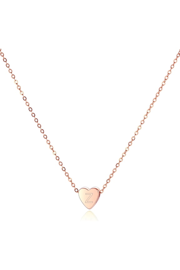 Tiny Gold Initial Heart Necklace Dainty Initial Necklaces For Women Silver Rose Gold Letter Heart Necklace[Z3894]