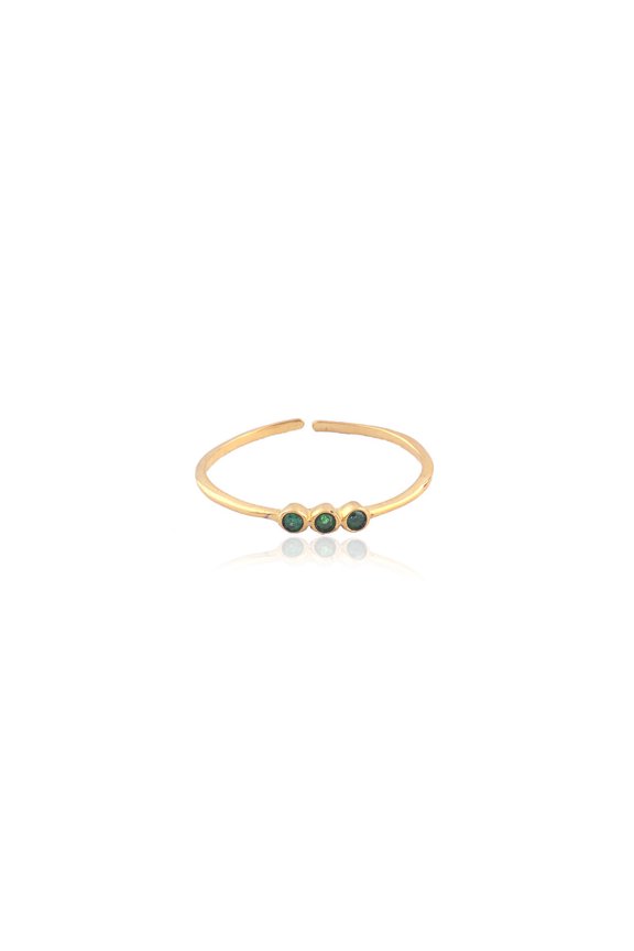 Tiny Green Onyx Gemstone Gold-plated Adjustable Ring for Wearing In Birthdays, Parties