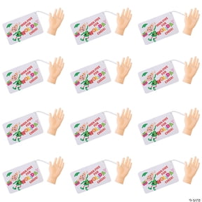 Tiny Hand Finger Puppet Christmas Handouts with Card for 12