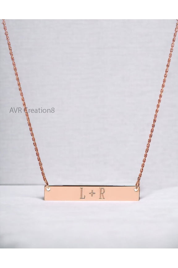 Tiny Handwriting Name Bar Pendant Necklace for Women, 14K Rose Gold Plated Sterling Silver Personalized Gift
