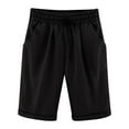 thumbnail image 1 of Tiny Harbor Girls Shorts Summer Casual Thin Elastic Waistband Loose Solid Mid Length Bermuda Shorts Black 5-6Years, 1 of 3