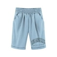 thumbnail image 1 of Tiny Harbor Girls Shorts Summer Thin Elastic Waist Letter Print Casual Pockets Bermuda Shorts Light Blue 7-8Years, 1 of 4