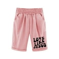 thumbnail image 1 of Tiny Harbor Girls Shorts Summer Thin Elastic Waist Letter Print Casual Pockets Bermuda Shorts Pink 12-13Years, 1 of 4