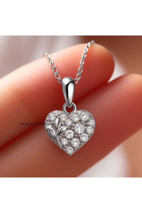 Tiny Heart Pendant  MOISSANITE DIAMOND HEART Pendant  Pave Diamond Heart Pendant  Gift For Women Necklace  Dainty Heart Jewelry 
