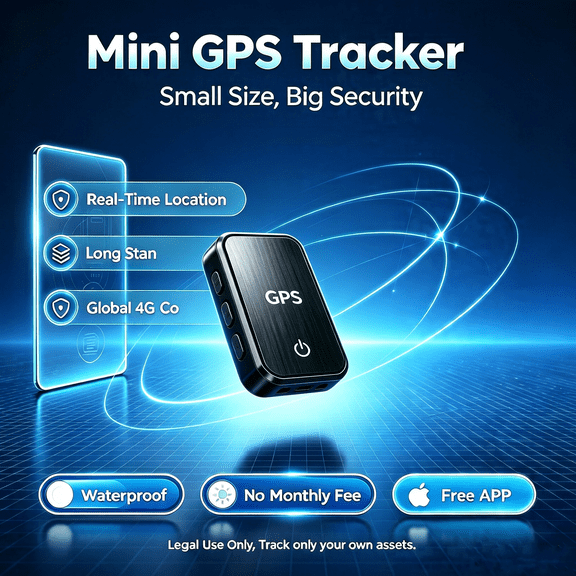 Tiny Hidden GPS Tracker Global 4G Real Time Monitor, Long Battery Waterproof Locator for Pets, Children, Vehicles & Travel Luggage, No Hidden Charges