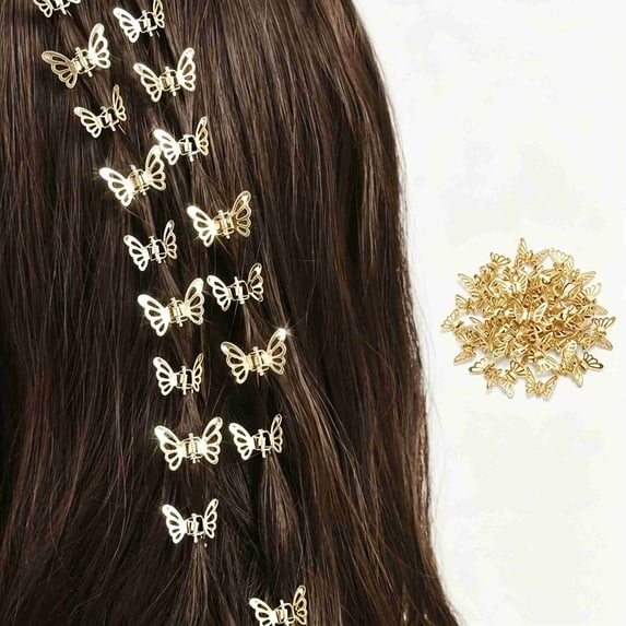 Tiny Hollow Butterfly Hair Clips 30 Pack, 1.3×2.1cm Metal Mini Butterfly Hair Pins for Wedding Party Daily Hair Styling, Gold