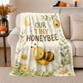 thumbnail image 1 of Our Tiny Honeybee Quote with Daisies, Sweet Nursery Style for Bee Lovers, Moonlit Garden Motif and Baby Shower Gift, Cozy Flannel Blanket for Nursery and Bedroom, Home Decor, 1 of 9